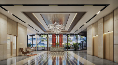 Double-height lobby at RG's Pleiaddes