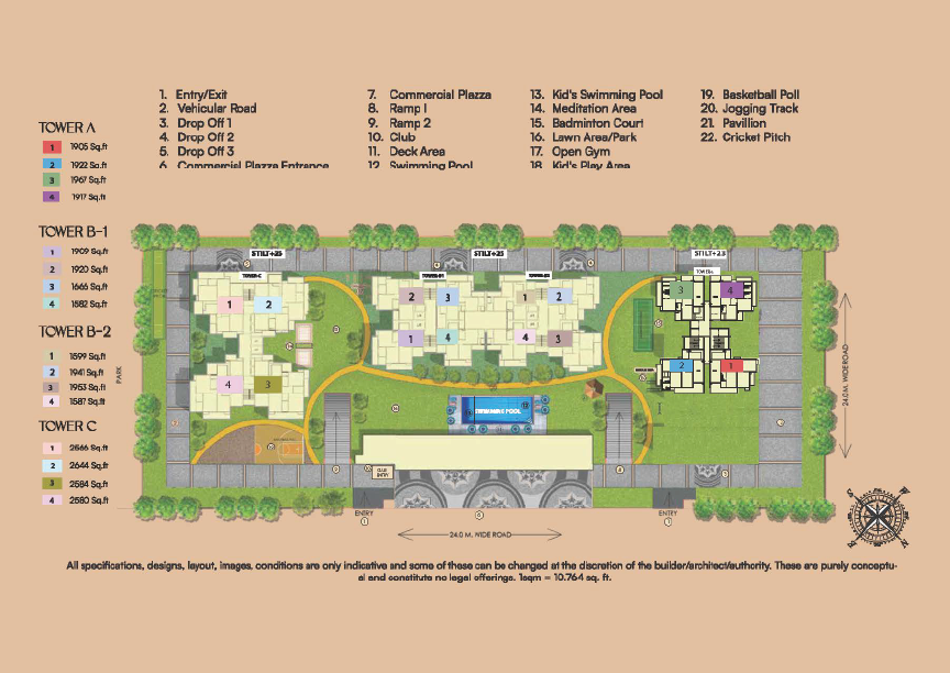 Renox Thrive master site plan with towers and amenities